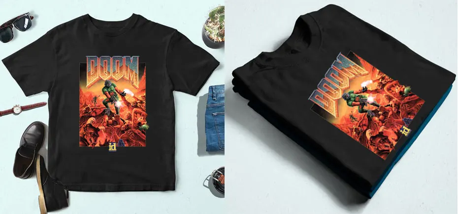 Picture Custom Doom II Hell On Earth 1994 T Shirt For Male Summer Cool Man Cotton T Shirt S-6XL