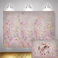 newborn oil painting themed portrait backdrop photography butterfly flowers birthday art pink background for photo stuido