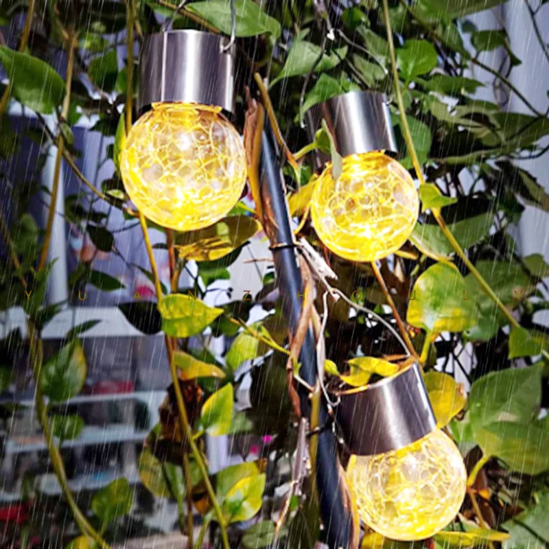 Уличный садовый фонарь на солнечной батарее стеклянная люстра с трещинами в