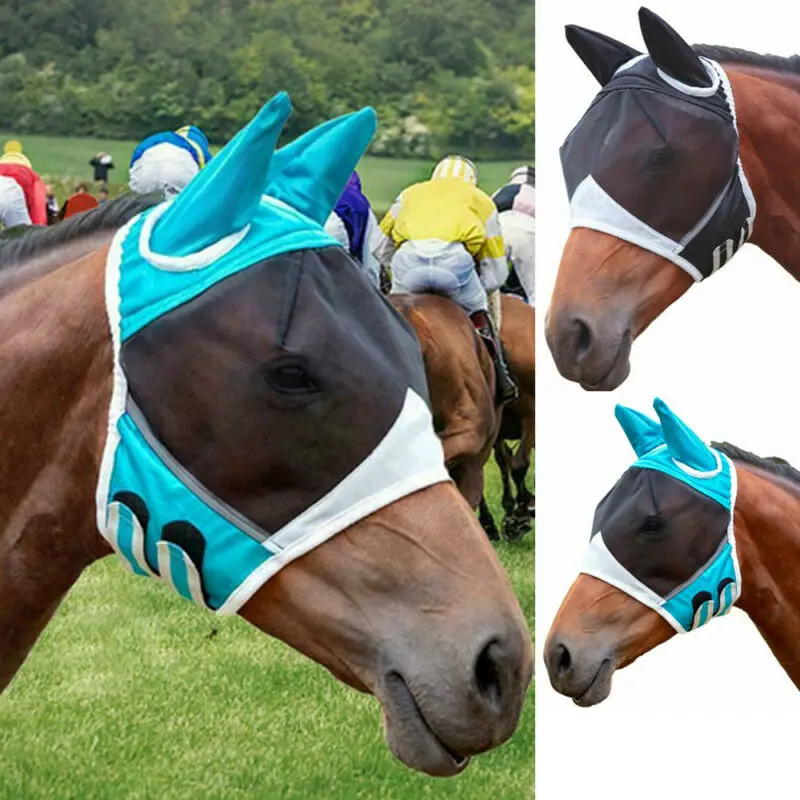 Horse Fly Hood Full Face Mesh Fleece Padded Anti-UV With Ears Breathable Anti-Moquito Protective Cover | Дом и сад