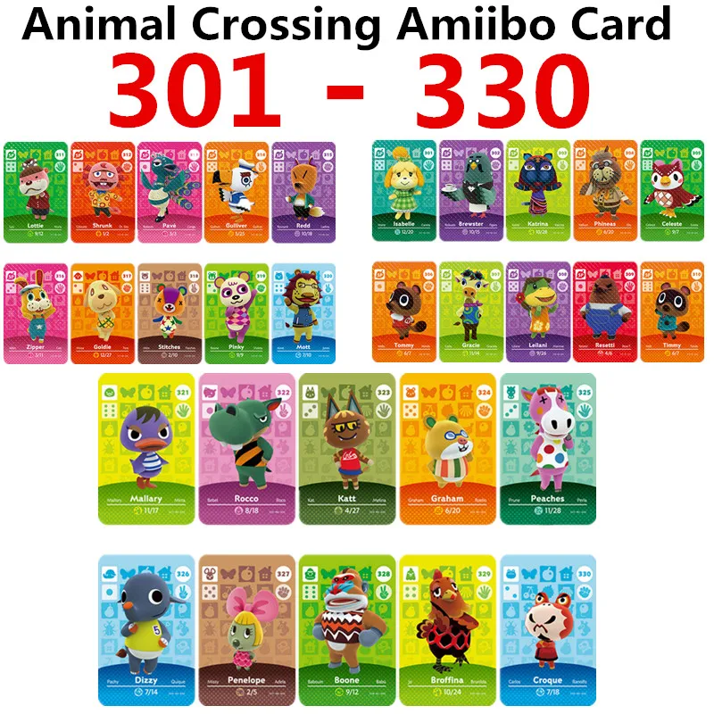 Серия 4 (301TO 330) карта для скрещивания животных Amiibo работы с NS играми NFC Amibo