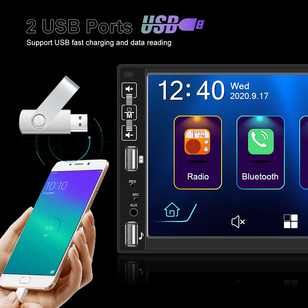 Автомобильный мультимедийный плеер AMPrime универсальная магнитола с 7 &quotUSB Bluetooth