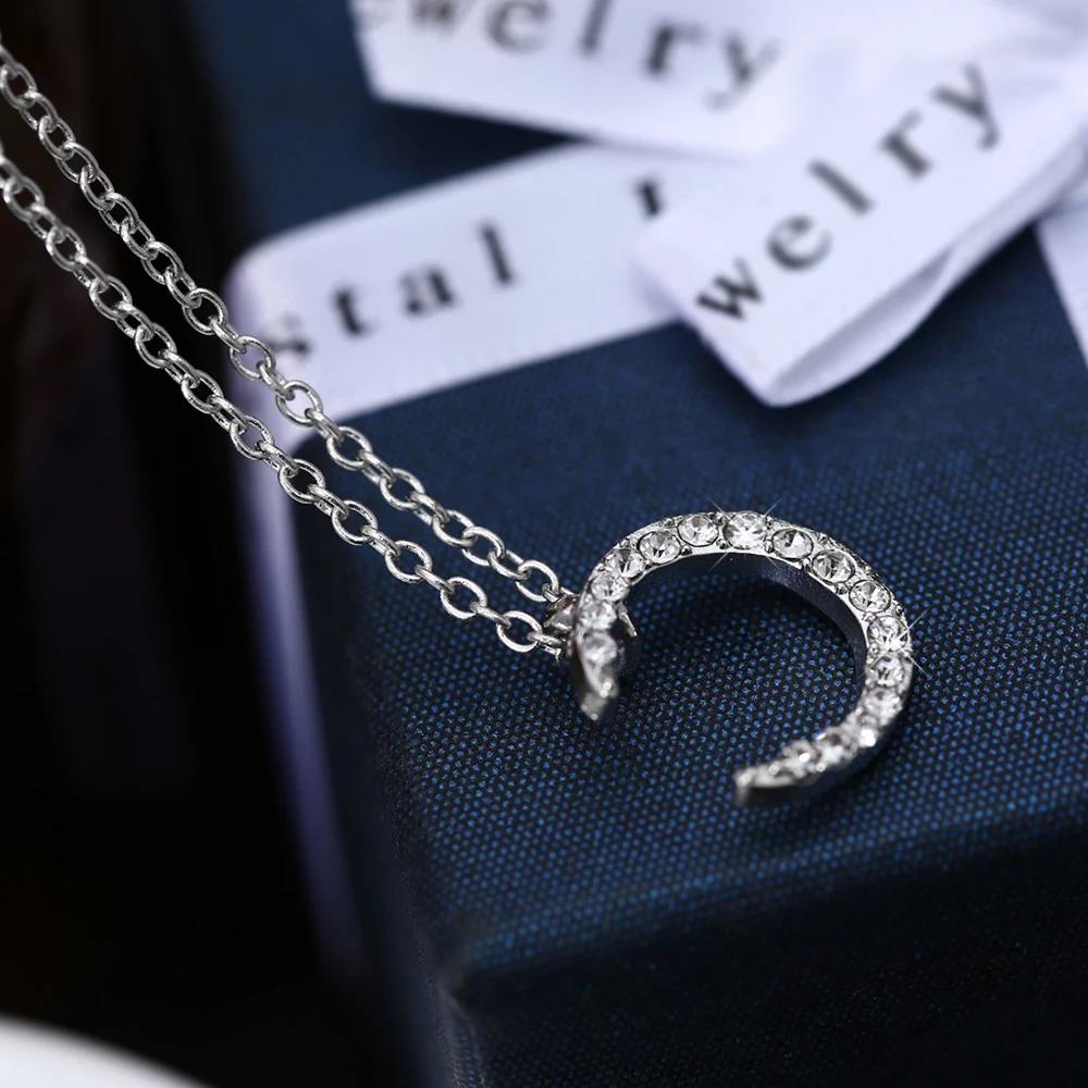 

New Gold Moon Zircon Charm Necklace For Women Rhinestone Clavicle Choker Card Wish Couple Jewelry Party Birthday Gifts Bijoux