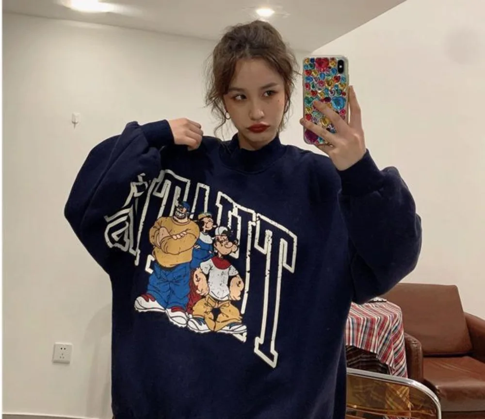 

Women's Fashion Spring And Autumn Student Korean Harajuku Letters Print Loose Original Thin Hoodies