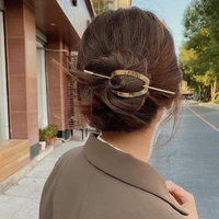 fashion geometric hair stick for women hollow hair clip korea gold silver color hairstyle hairpin girl ponytail hair accessories