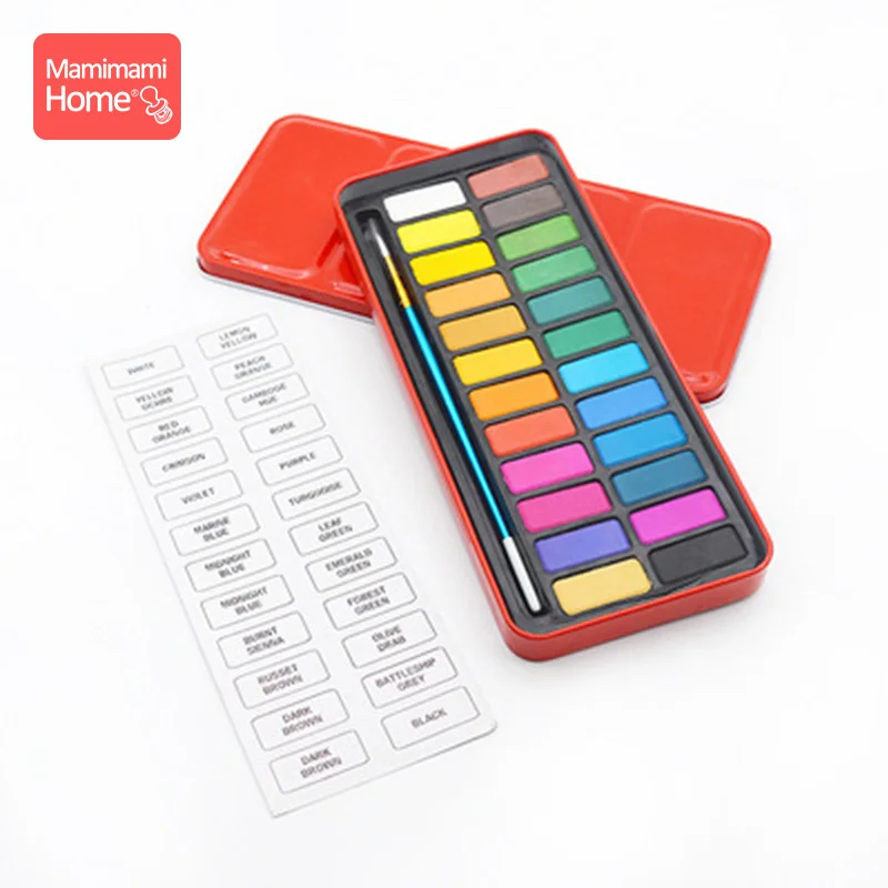 red box 24 Colors 1 набор Пигмент DIY колышки для кукол аксессуары 12-18 цветов развивающие игрушки акварельные игрушки для рисования подарки для медсестры детские товары - Цвет: red box 24 Colors
