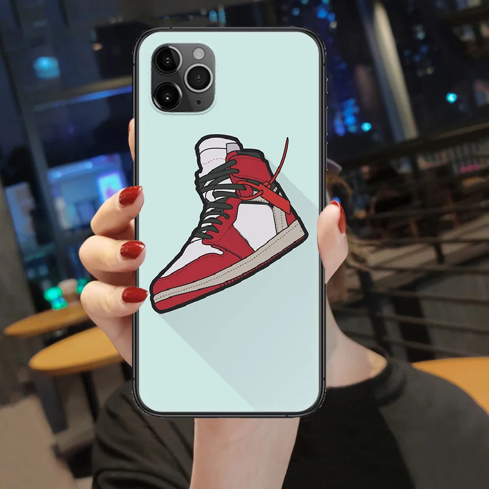 

fashion Trend Brand Sneaker Phone Case Cover Hull For iphone 5 5s se 2 6 6s 7 8 12 mini plus X XS XR 11 PRO MAX black tpu back