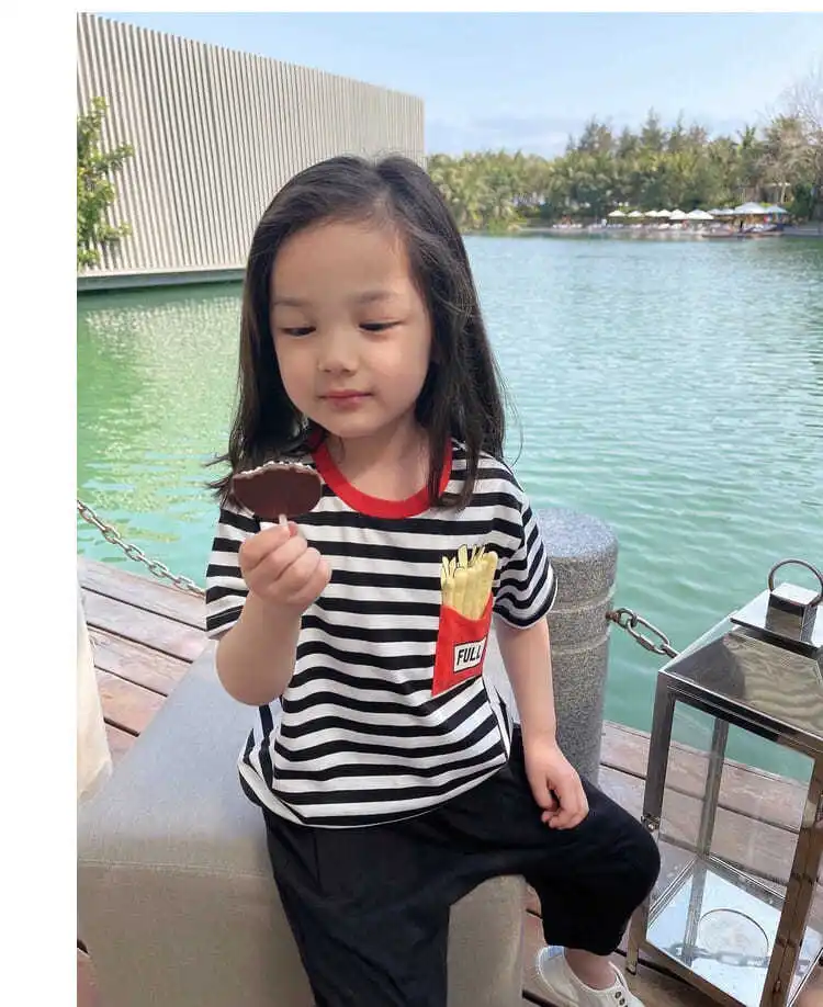 

Girls short sleeve cotton T-shirts summer new printed children's baby kids girls boys loose casual fashion tops t-shirts P4 320