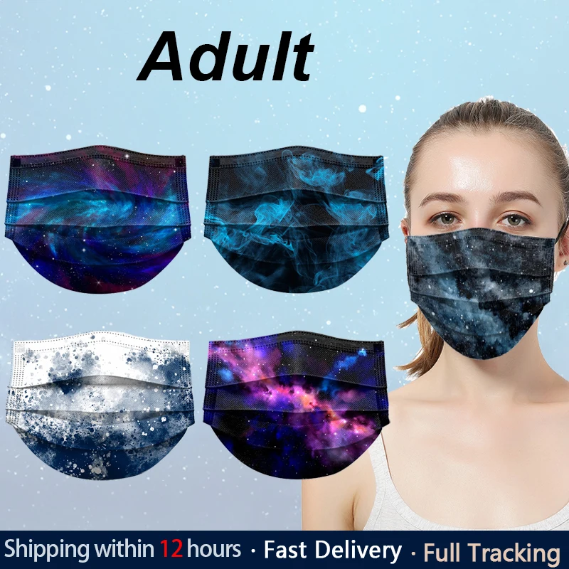 

10-50 Pc Colorful Disposable Surgical Mask Face Mouth Black Mask 3 Ply Filter Protective Star Pattern Masque Medical Adult Masks