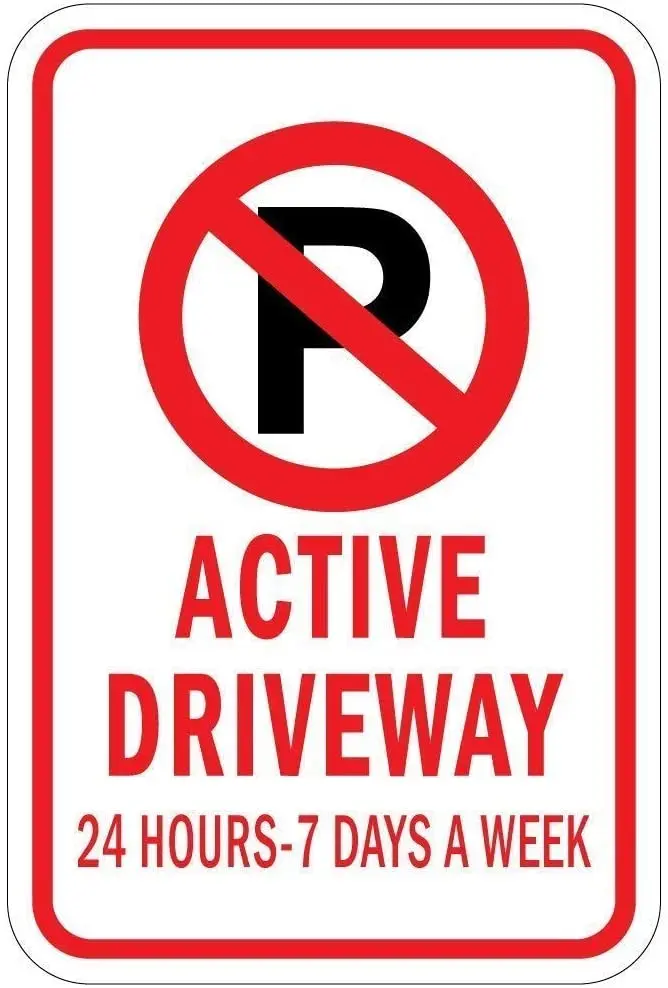 

ZJLVMF Vintage Style Metal Sign 16X12 Active Driveway 24 Hrs 7 Days A Week Wno Park Symbol!Vintage Tin Bar Deco