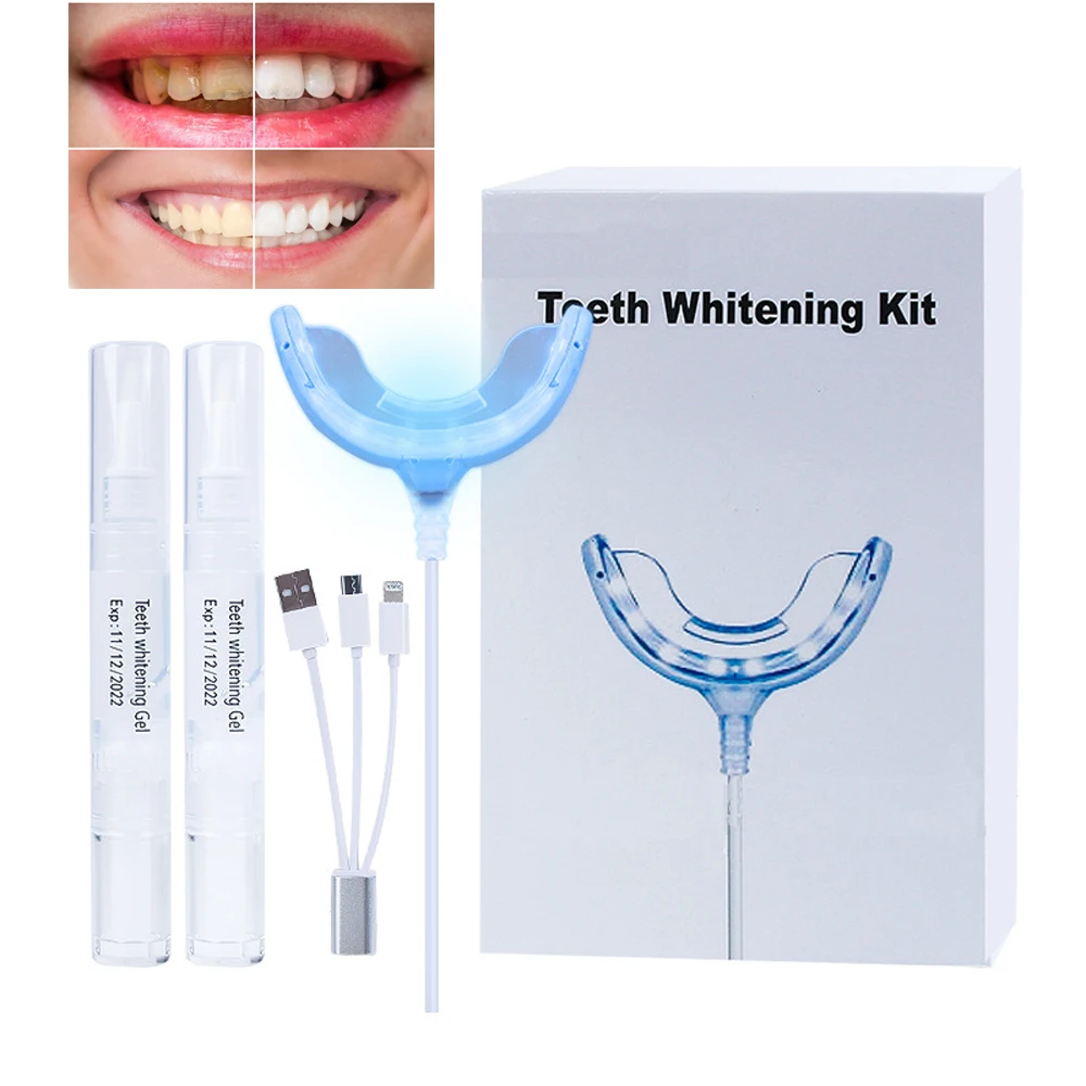 Teeth Whitening Kit With LED Light Professional Bleach Oral Care Hygiene Gel Peroxide Gel Pen Tooth Whitener Dental Tools