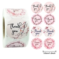 pink cherry blossom thank you stickers label 500pcs 3 8cm scrapbooking diy decoration stationery sticker