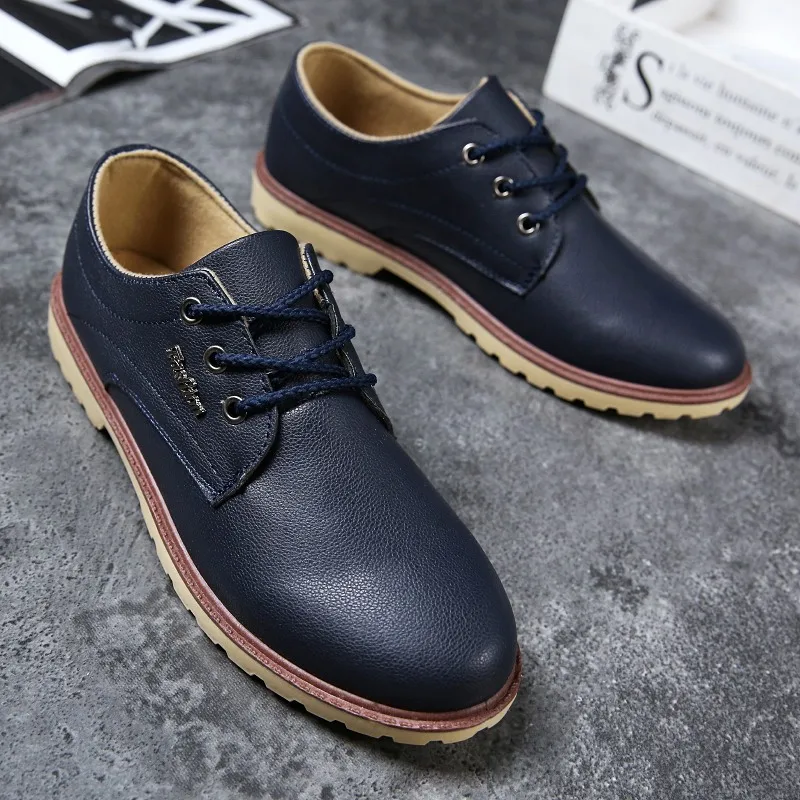 

2019 Newest Leather Shoes Men's Flats Oxfords Shoes Fashion Design Men Causal Shoes Lace-Up Leather Shoes For Men Sneaker Oxford
