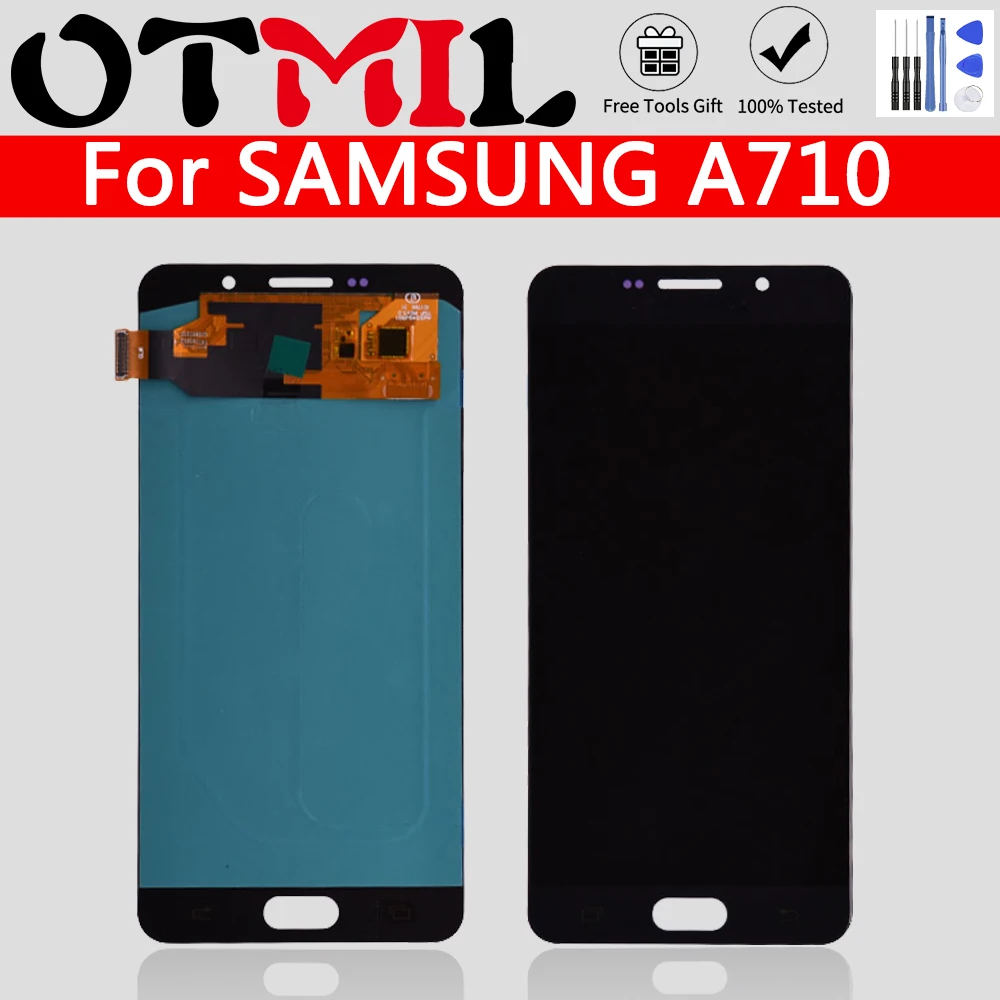 

ЖК-дисплей AMOLED 5,5 дюйма для SAMSUNG Galaxy A710, ЖК-дисплей с сенсорным экраном и дигитайзером для SAMSUNG A7 2015, дисплей A7 2016, A710, A7100, A710F, A710M
