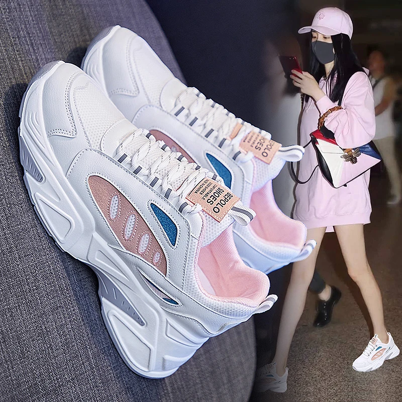 

2021 Sneakers Women Shoes Flats Casual Ladies Shoes Woman Lace-Up Mesh Light Breathable Female zapatillas de deporte para mujer