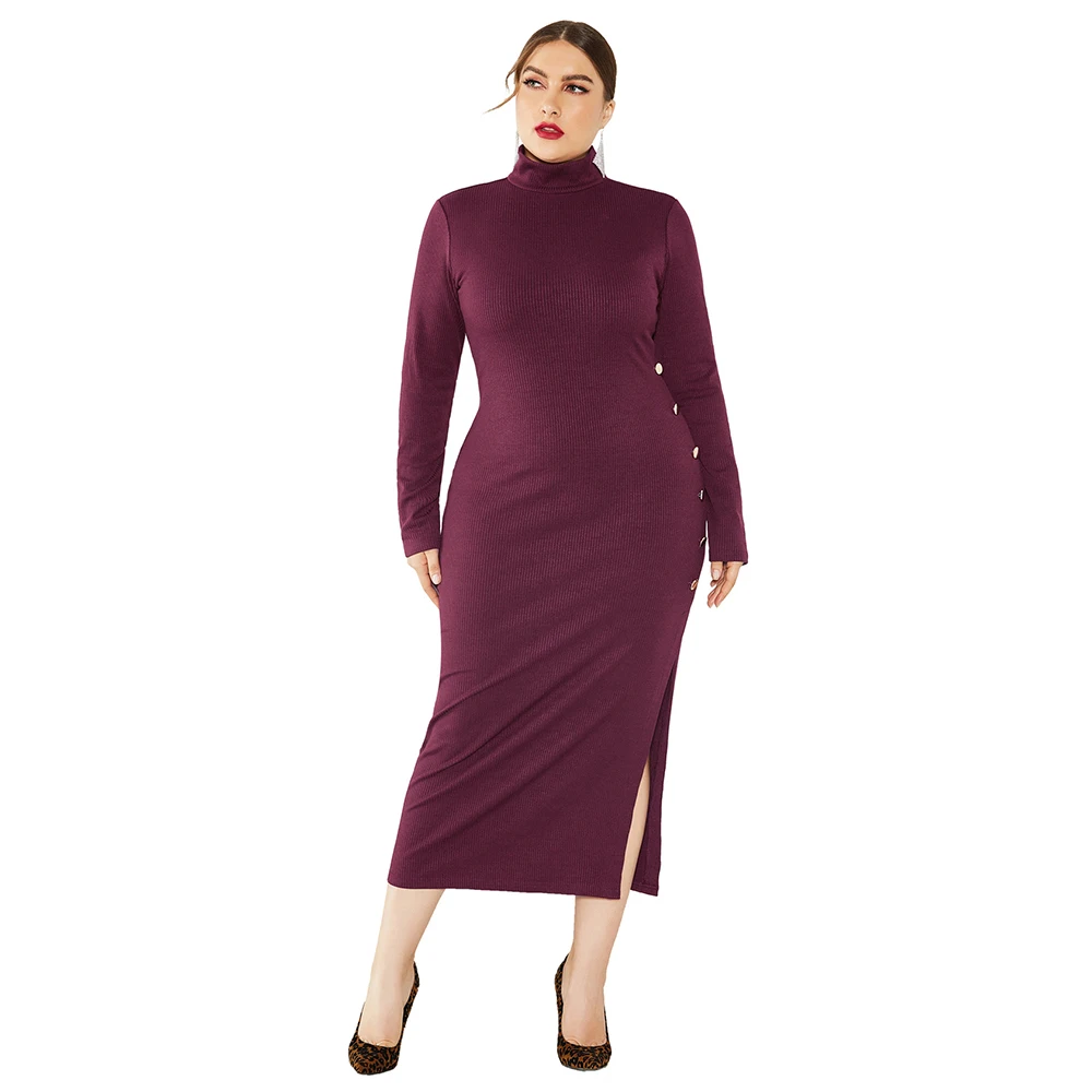 Wipalo облегающее платье водолазка с декоративными пуговицами и длинными рукавами