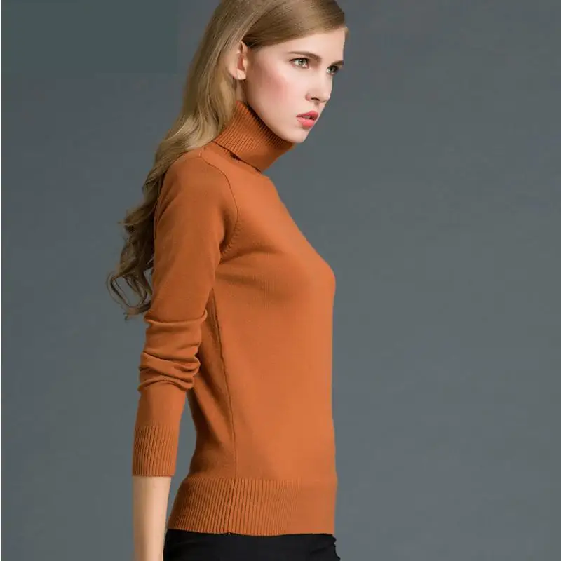 Женские зимние вязаные свитера 2020 облегающие пуловеры с высоким воротником