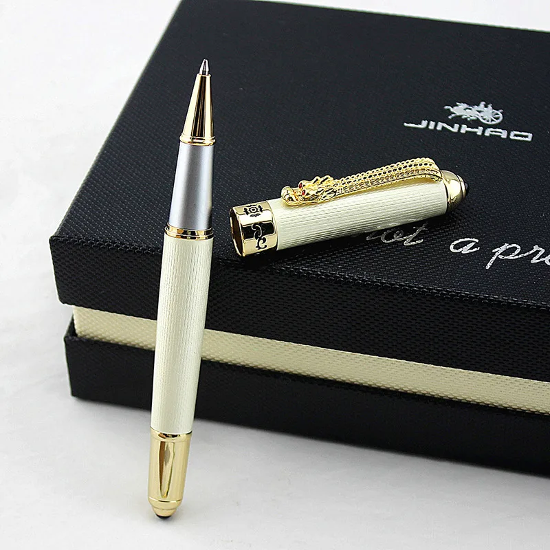 Jinhao1000 Dragon Clip 0,7 мм Ручка-роллер, средняя точка, черные чернила, серебро, золото, черный металл, подарочные шариковые ручки, офисные принадлежности