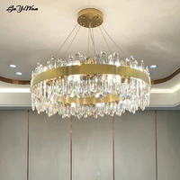 new luxury postmodern living room crystal chandelier personality simple creative metal ring bedroom restaurant crystal lamp