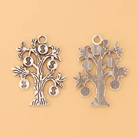 50pcslot tibetan silver money tree good luck dollar sign charms pendants for diy necklace jewelry making accessories
