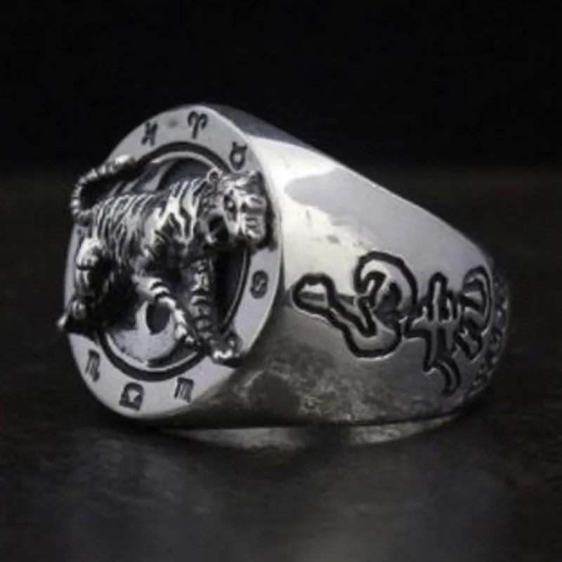 

Real S925 pure silver ring for men and women four beast green dragon white tiger men's Ring thai Silver fashion jewelry 2020 new