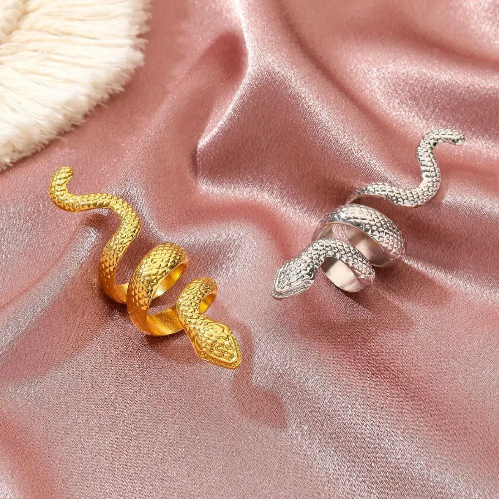 

1 Pcs Snake Ring Cobra Shaped Retro Punk Exaggerated Spirit Ring Open Ring Temperament Adjustable Ring Jewelry