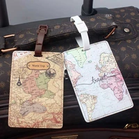 creative world map high quality travel accessories luggage tag pu suitcase id addres holder baggage boarding tag portable label