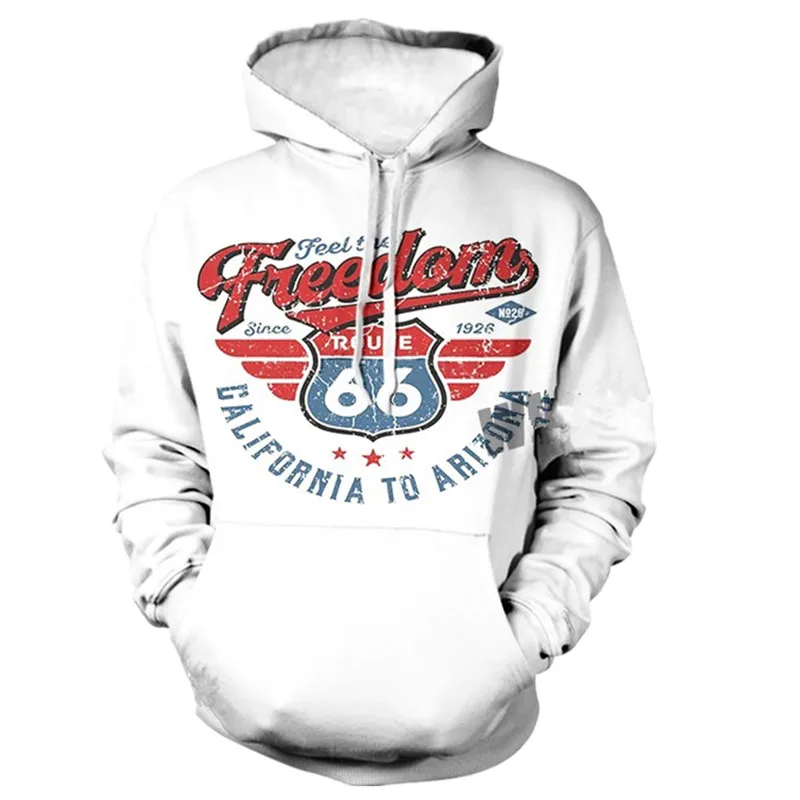 2021 зимние модные толстовки с 3D принтом США Route 66 мужские/женские толстовка