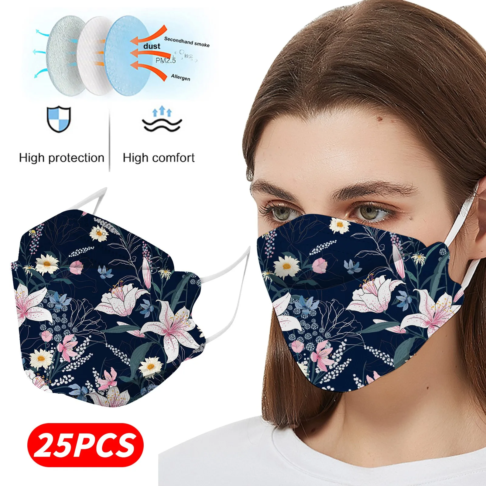 

25pcs Washable Mascherine Mondmasker Adult‘s 3d Disposable Protective Mask For Men And Women Event Party Mascarillas Маска