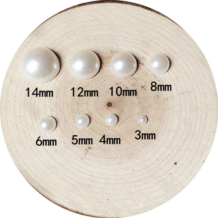 Полукруглые бусины из АБС пластика с имитацией жемчуга на плоской задней стороне