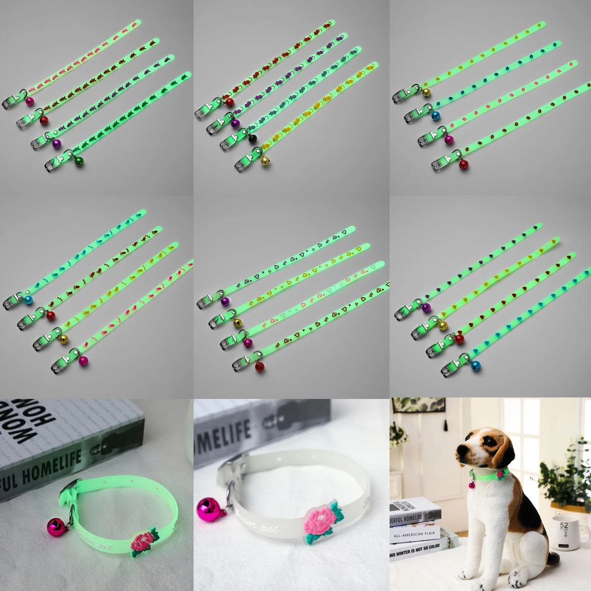 Светящийся ошейник для собак 1 шт. светящийся с колокольчиками ожерелье кошек
