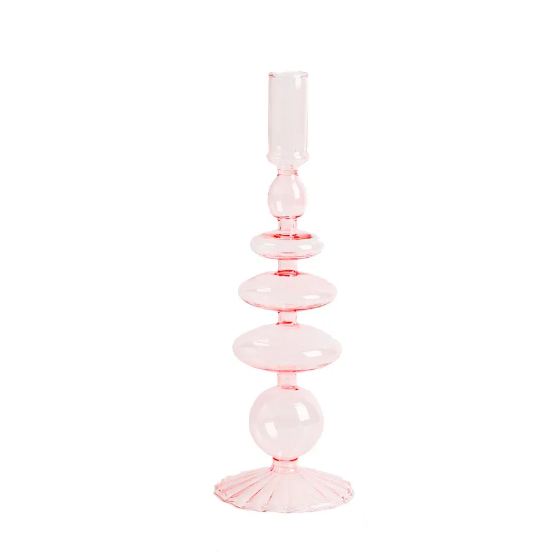 Creative Simple Glass Candle Holder Vase Handicraft Art Living Room Homestay Dining Table Decoration | Дом и сад