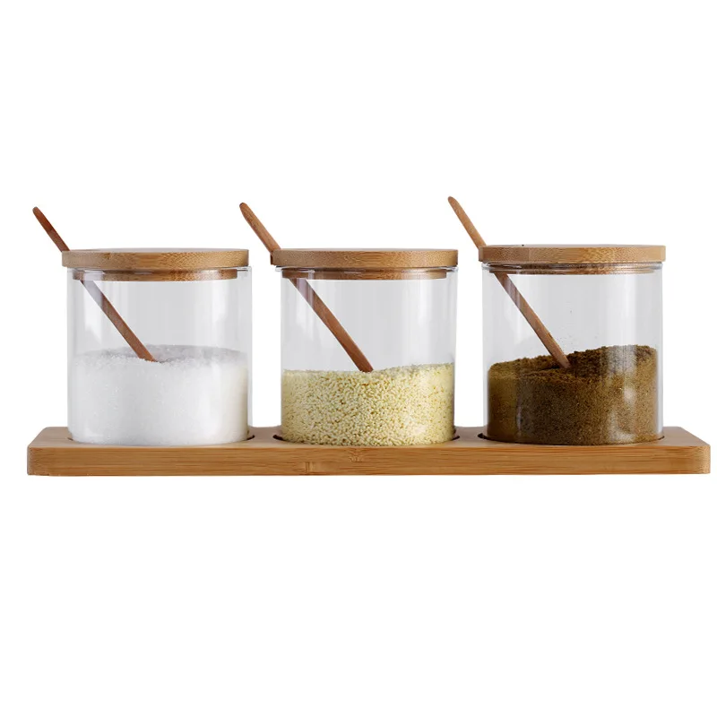 3 в 1 стеклянный инструмент для специй травах контейнер соли сахара чая сухих