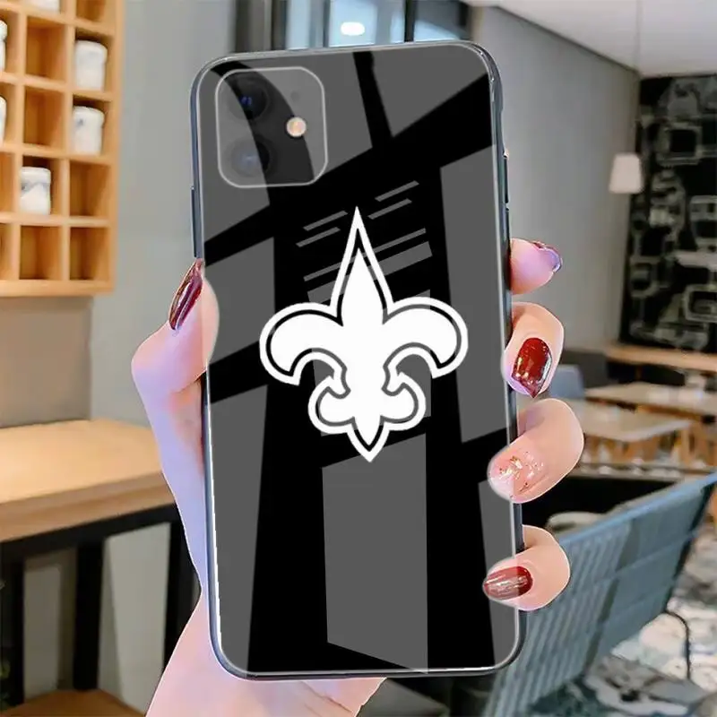 

N-New Orleans Saints Phone Case Tempered Glass For Iphone6plus 6S 7 7plus 8 X XS XSmax XR 11 12 Pro Max 12mini