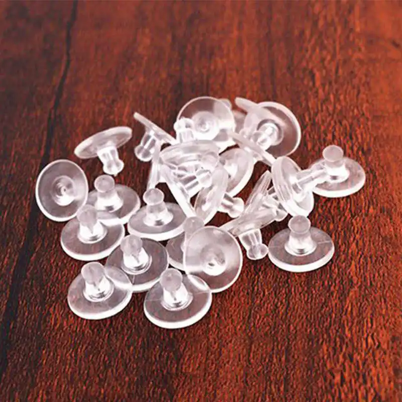 

Hot 10/100PCS/Lot Earrings Jewelry Accessories Rubber Back silicone round ear plugging blocked Earring Back Stoppers