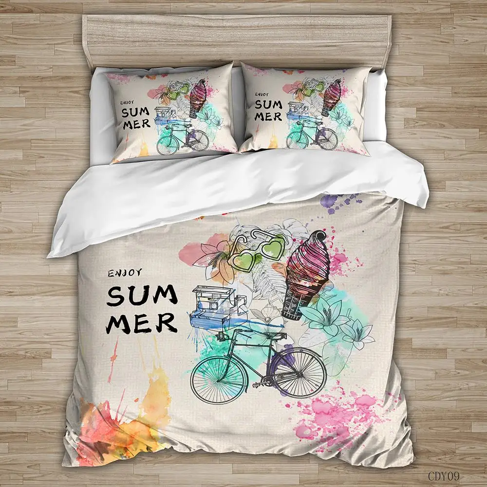 

Custom Queen King Single 3D Print Summer Furit Plant Bedroom Decor Fashion Modern Bedding Set Soft Pillowcase Duvet Cover Set