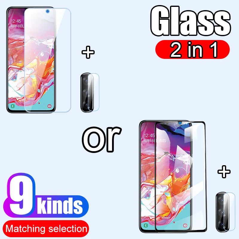 2 в 1 защита экрана и защитное стекло для камеры samsung Galaxy A70 A20 A30 закаленное A50 A40 A10 A60