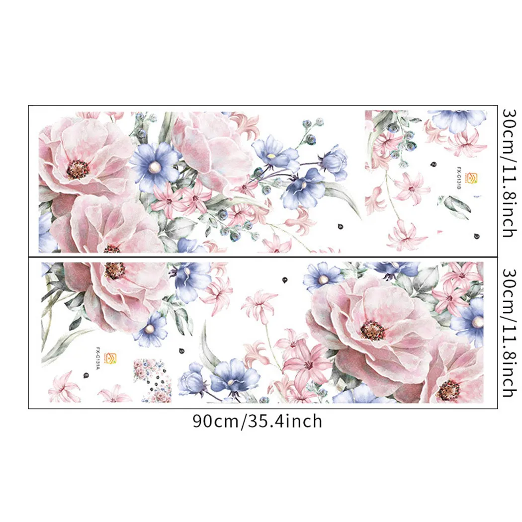 

Rose Wall Sticker Waterproof 30*90cm Blue Pink Decal Decor Living Room