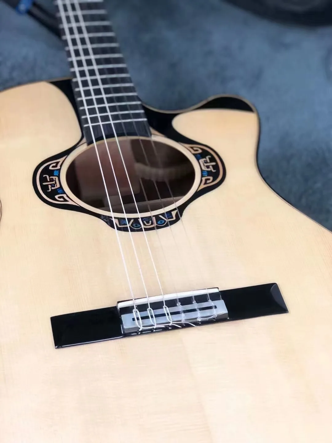 Электрическая Акустическая классическая гитара 40 дюймов корпус OM Cutway аа твердая