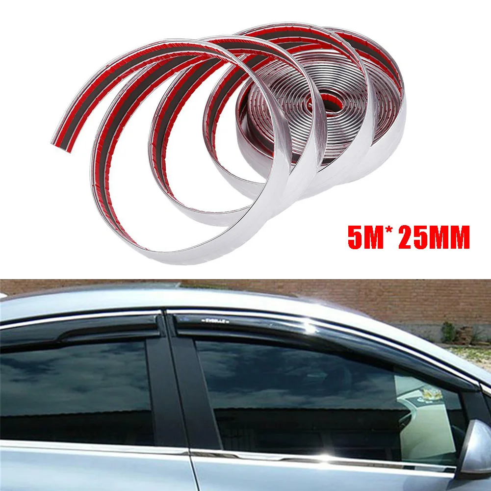 Автомобильный бампер полоса 5 м * 25 мм Универсальный Хром DIY Литье отделка