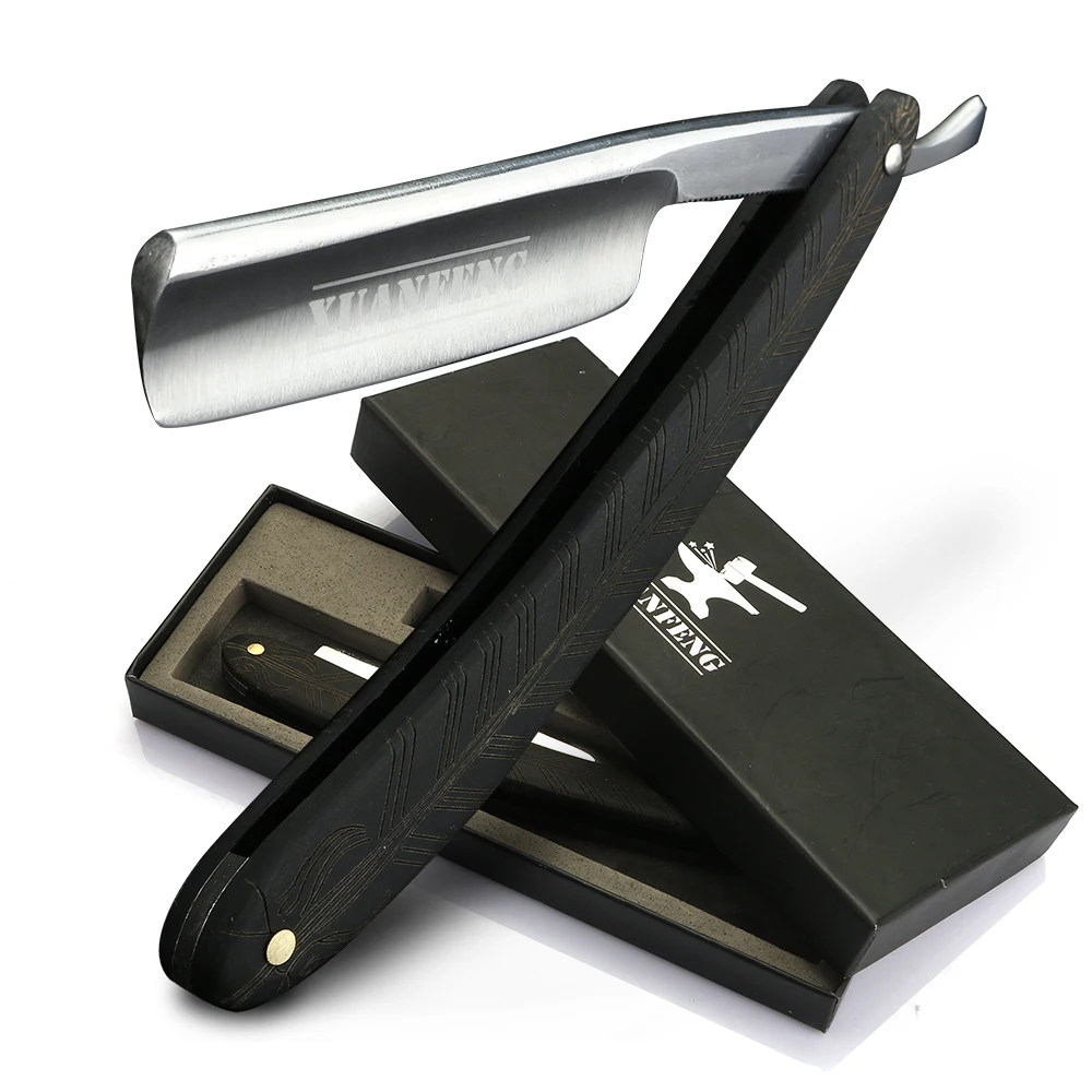 

Складная бритва из черного дерева, высокопрочная прямая бритва из закаленной стали, Мужская бритва