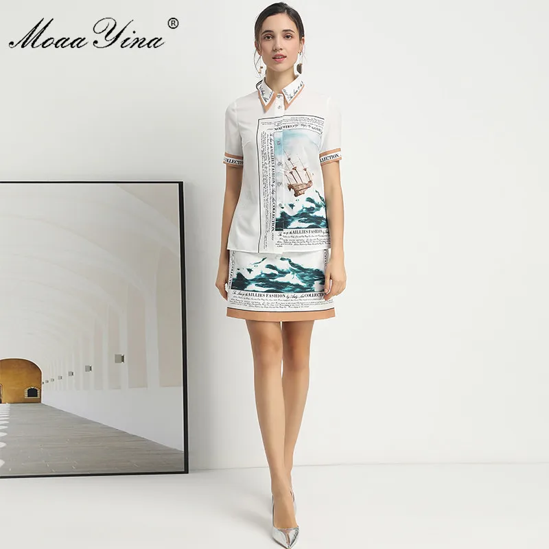 Moaa Yina модный дизайнерский комплект весна лето женская рубашка с коротким рукавом