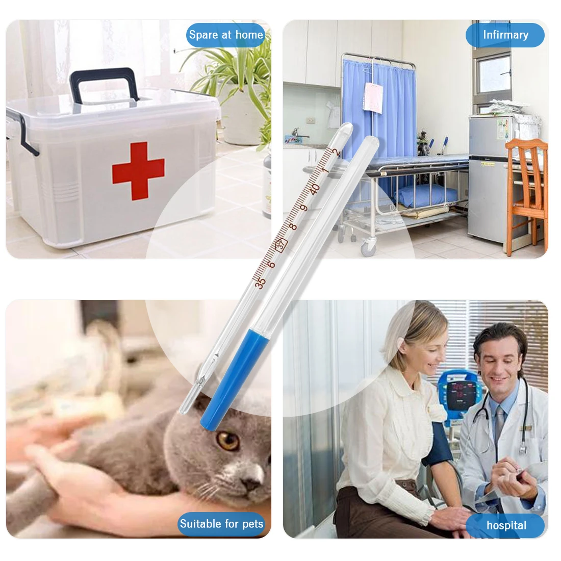 

Large Size Screen Body Temperature Measurement Device Clinical Armpit Glass Mercury Thermometer Home Health Care Product