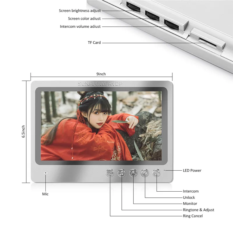 9 inchs Wifi Door Station Intercom + 32GB video intercom With Recording For 3-6 Apartments Home Intercom Video Call With Monitor