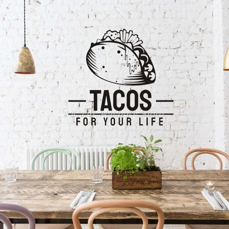 

Restaurant Decor Tacos Vinyl Wall Decal Kitchen Dining Room Sticker Bar Drink Art Sticker