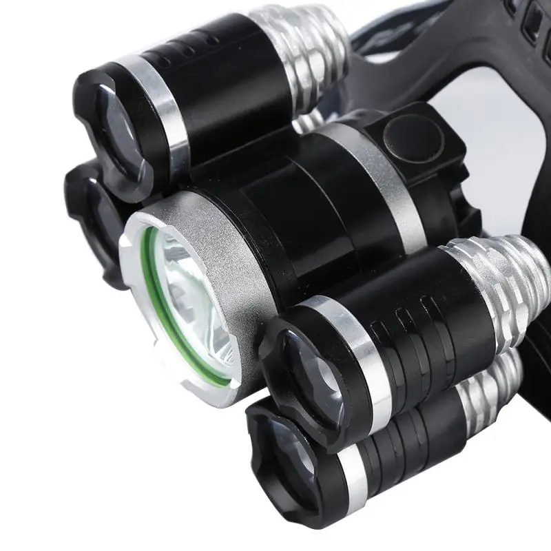 

Powerful LED Headlight 5 LED Headlamp Power Flashlight Headlamp Camping Fishing Rechargable Torch 18650 Battery