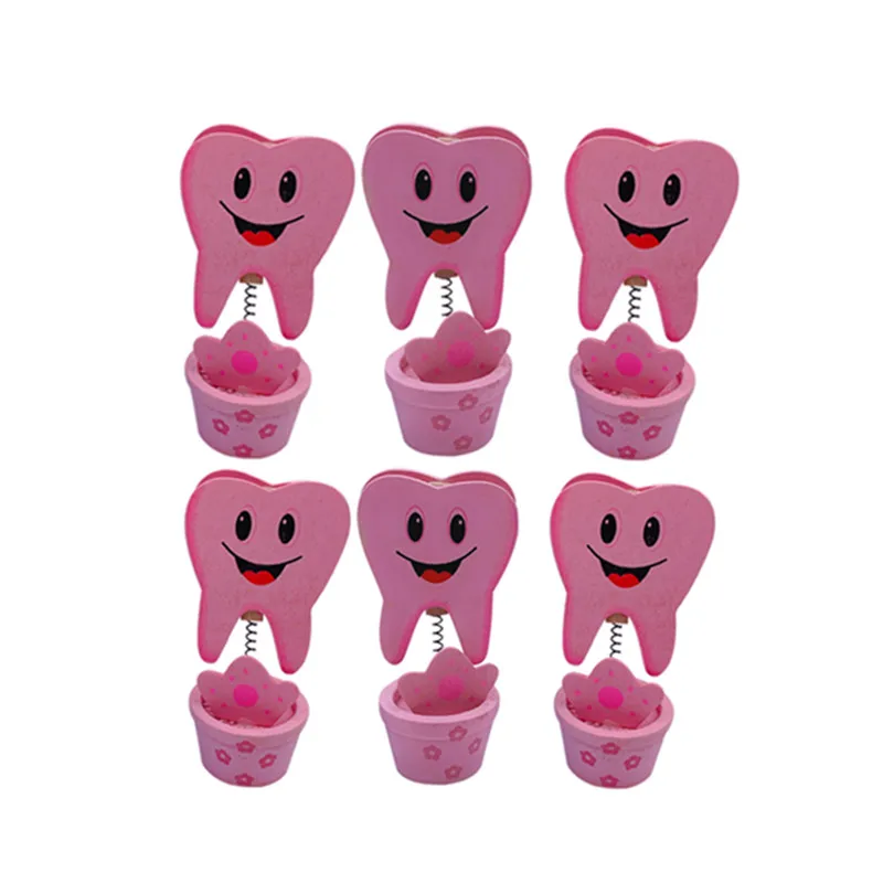 

6pcs Creative Wood Dental Business Card Holder Tooth Shaped Display Message Card Stand Clip Dentistry Decoration Dentist Gifts
