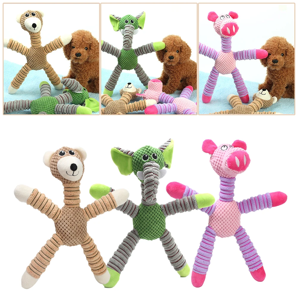 

Cute Dog Toys Plush Pet Squeaky Chew Toy For Golden Retriever Large Dogs Funny Pig Elephant Monkey Pets Interactive Training Toy