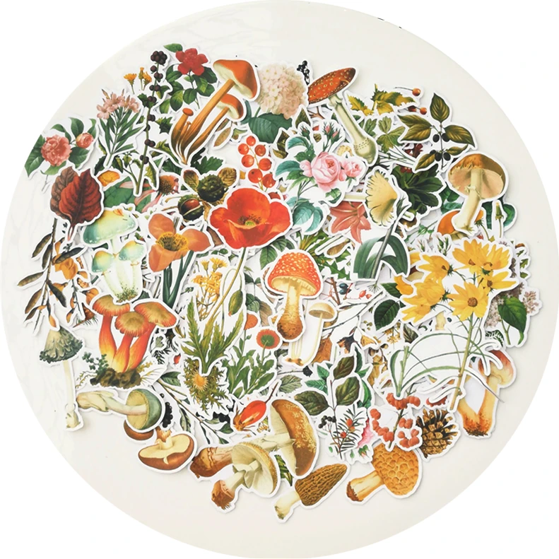 

90Pcs/pack Vintage Flowers Illustration Vellum Sticker DIY Craft Scrapbooking Album Junk Journal Planner Decorative Stickers