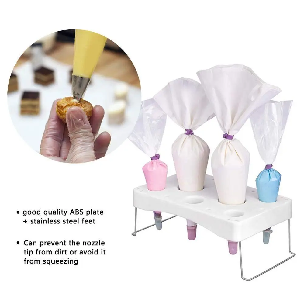 Cake Nozzle Icing Bag Holder Tray Stand 8-Hole Fondant Pastry Decorating Tube Shelf Tool Accessories Cream Work Table | Дом и сад